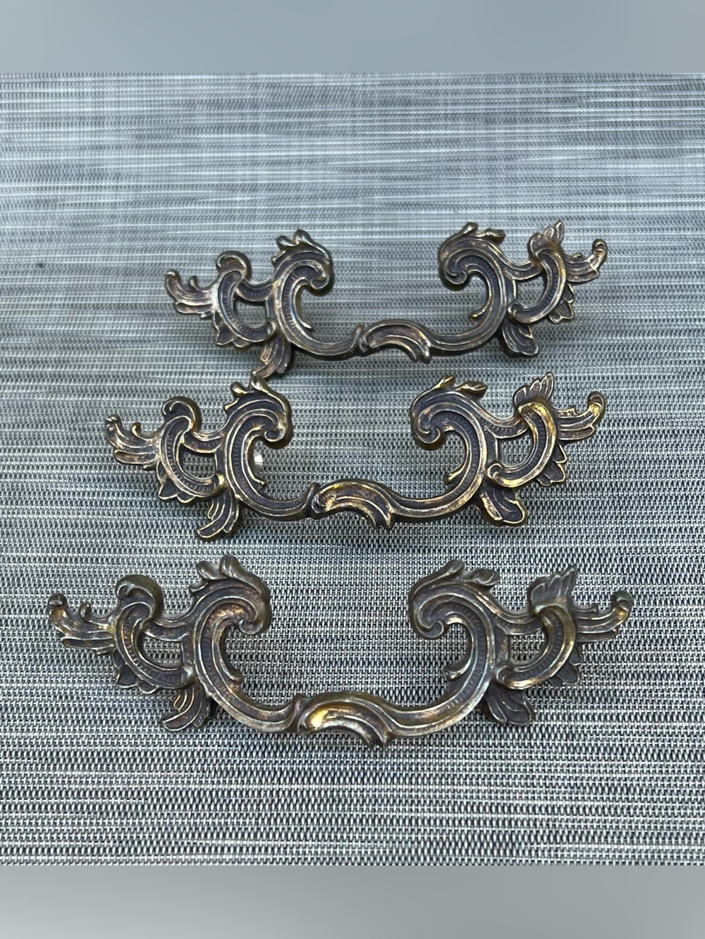 Vintage Brass Drawer Pulls, set of 3, Keeler Brass Company